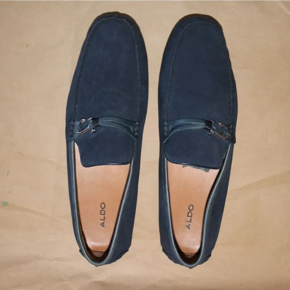 ALDO Navy Blue Suede Bit Loafers Driving Moccasins Men’s Size 12 / 45